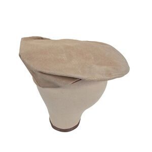 Vintage 70s Brown Flat Cap Suede Cabbie Newsboy Mens Size M  NEW